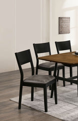 Mid-Century Modern Black And Gray Side Chairs Set of 2 Chairs Dining Room Furniture Leatherette Seat Elegant Kitchen Dining Room Solid wood Two-tone Chair