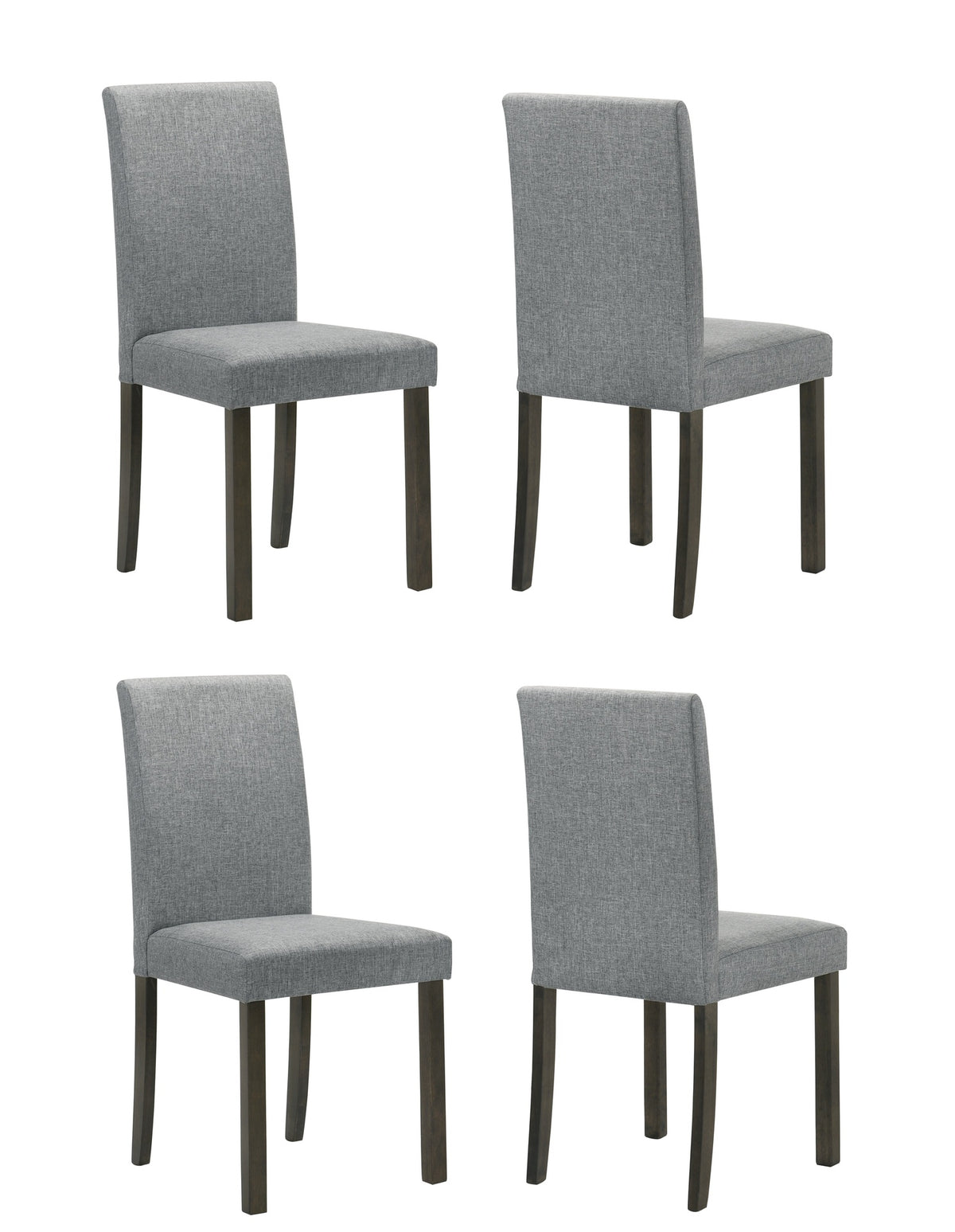4pc Set Contemporary Style Upholstered Dining Chairs Gray Fabric Dining Room Wooden Furniture