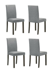 4pc Set Contemporary Style Upholstered Dining Chairs Gray Fabric Dining Room Wooden Furniture