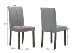 4pc Set Contemporary Style Upholstered Dining Chairs Gray Fabric Dining Room Wooden Furniture