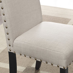 Biony Fabric Dining Chairs with Nailhead Trim, Set of 2, Tan
