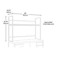 Hutch with 1-Inch Thick Top, Brown finish