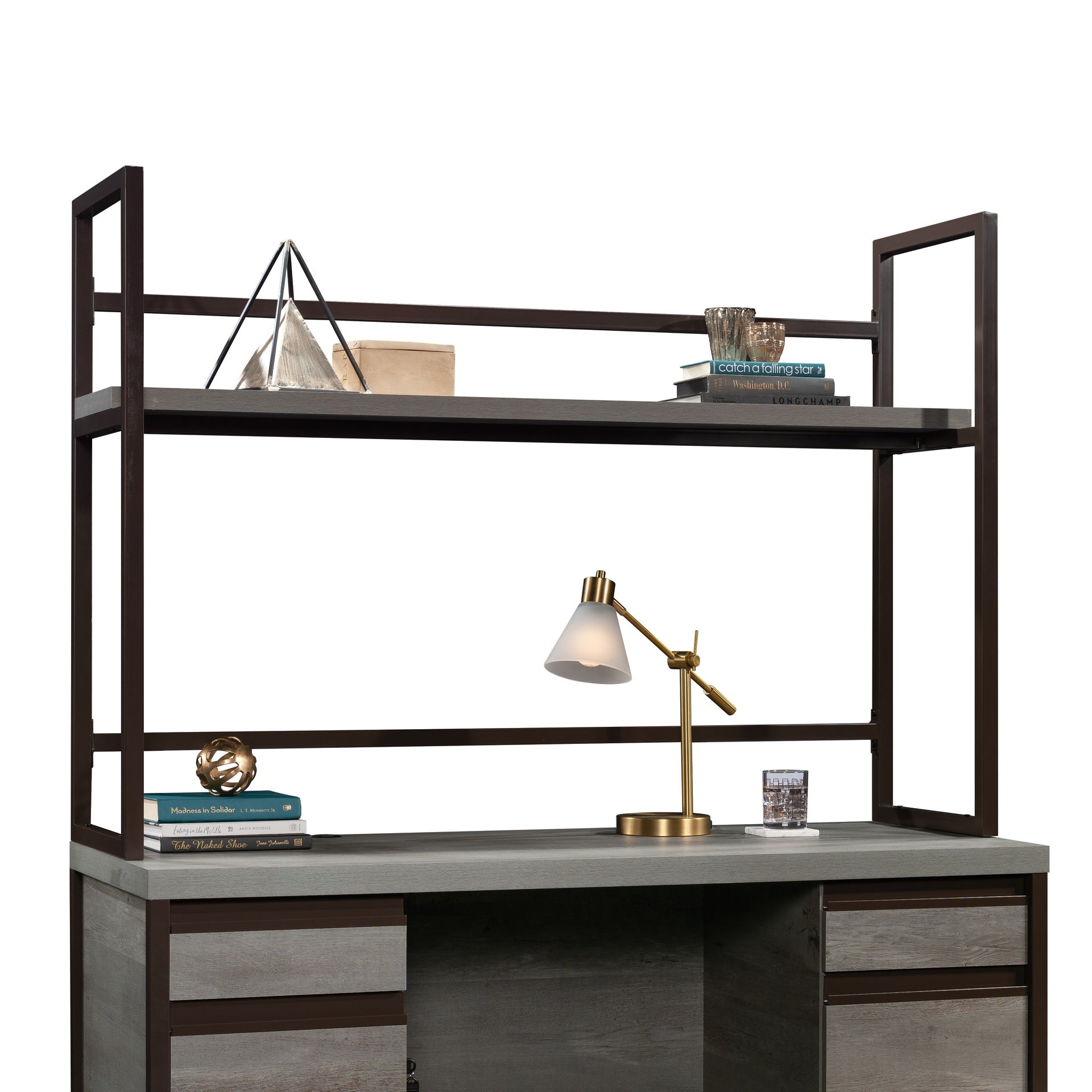 Hutch with 1-Inch Thick Top, Brown finish