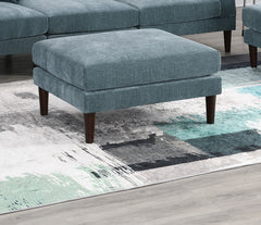 Beautiful Mineral Color Ottoman Morgan Fabric 1pc Ottoman Soft Cushion Wood Legs Living Room Furniture