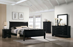 Queen Size Bed Black Louis Phillipe Solidwood 1pc Bed Bedroom Sleigh Bed Contemporary Style
