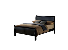 Queen Size Bed Black Louis Phillipe Solidwood 1pc Bed Bedroom Sleigh Bed Contemporary Style