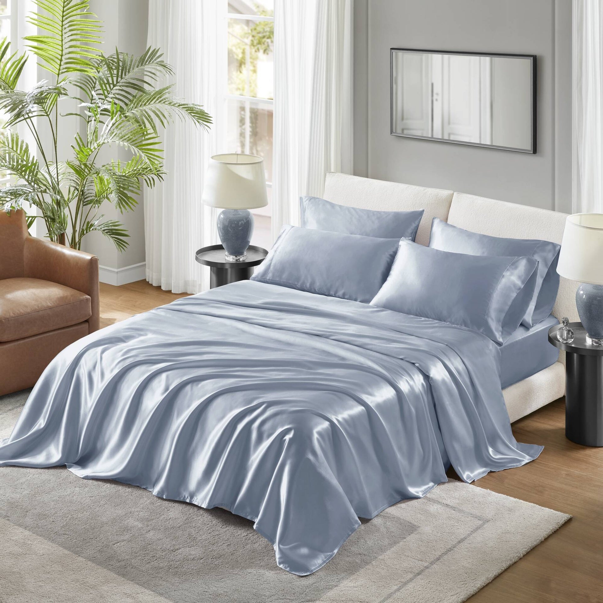 6 PCS King Luxury Sheet Set Blue