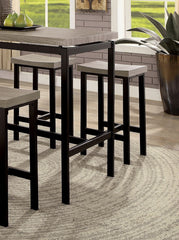 5 Pc Counter Height Table Set Two Tone Design Black Gray Dining Chairs Sturdy Metal Construction PVC Table Top Dining Room Furniture
