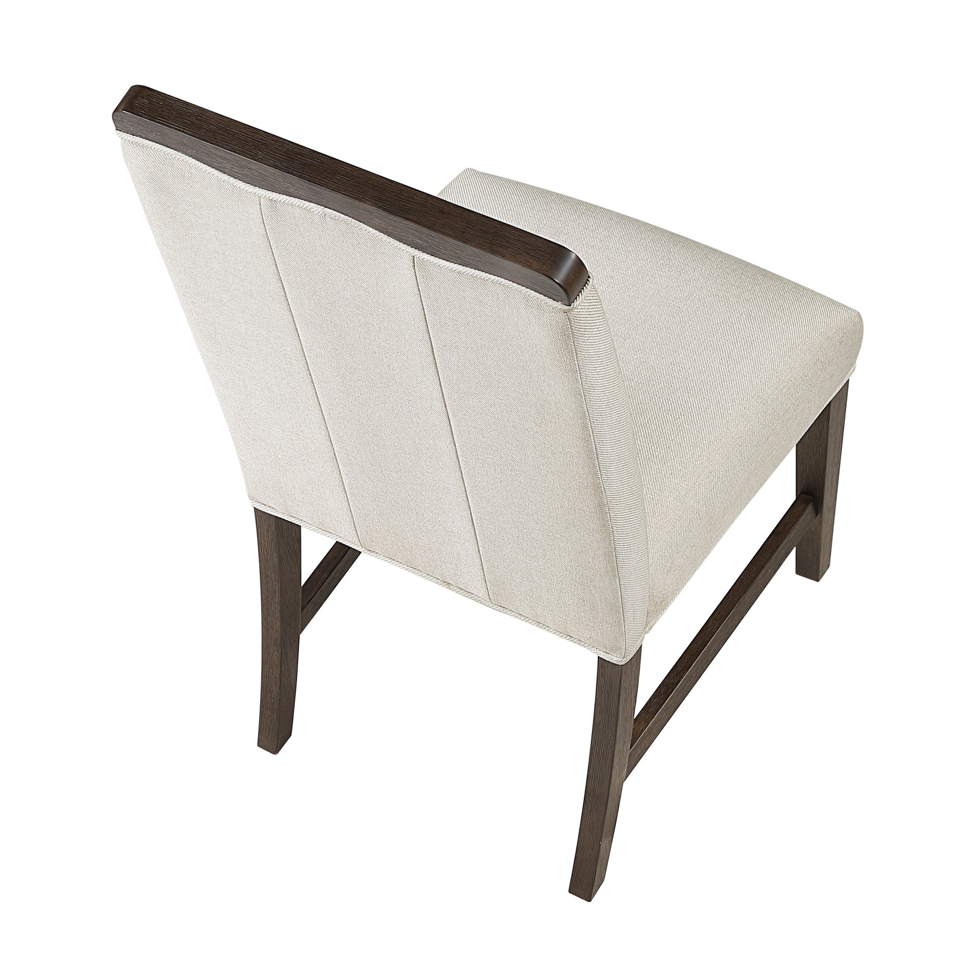Contemporary Dining Set of 2 Side Chairs Beige Fabric Upholstery Brown Finish Wooden Furniture
