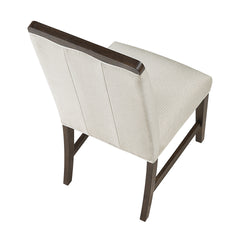 Contemporary Dining Set of 2 Side Chairs Beige Fabric Upholstery Brown Finish Wooden Furniture