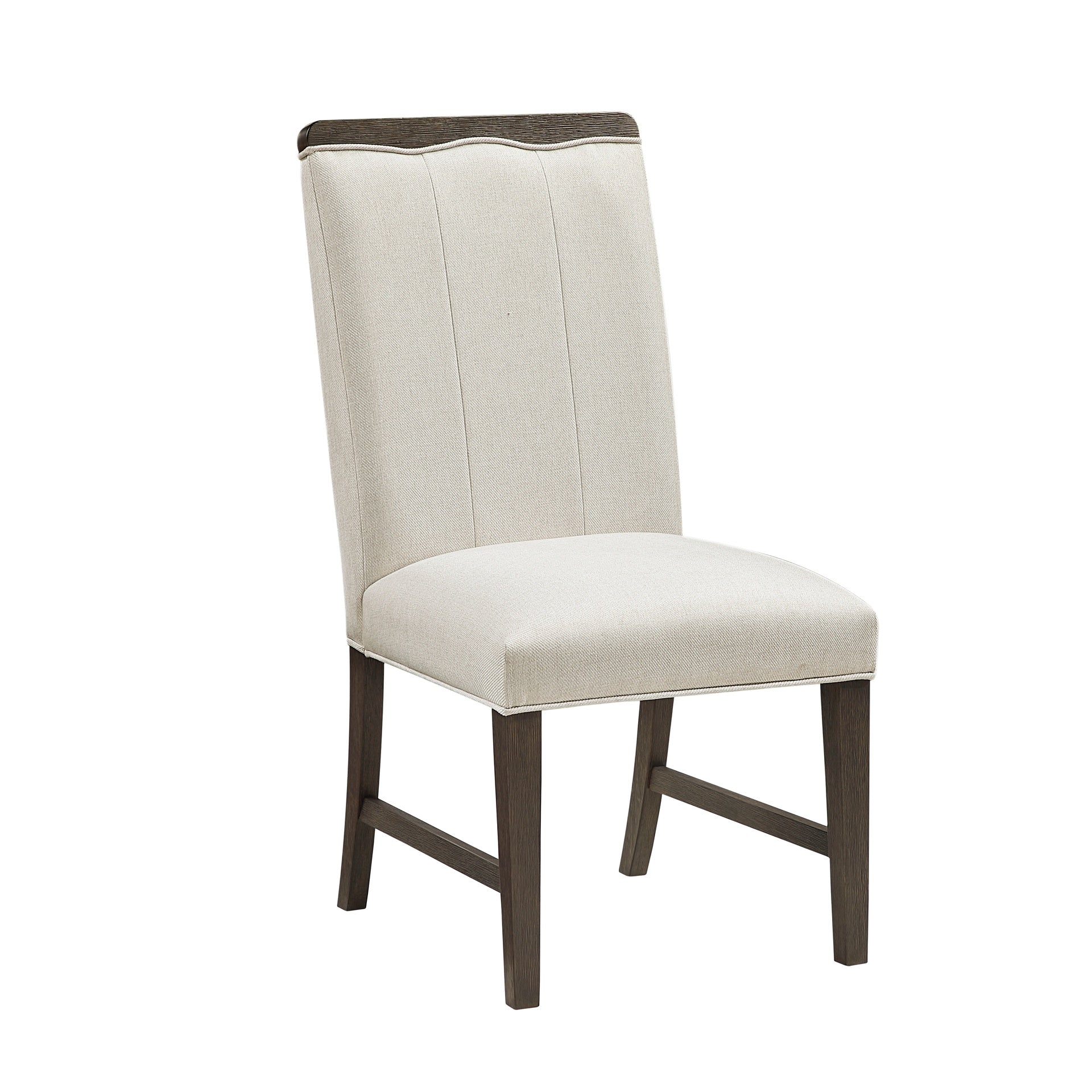 Contemporary Dining Set of 2 Side Chairs Beige Fabric Upholstery Brown Finish Wooden Furniture