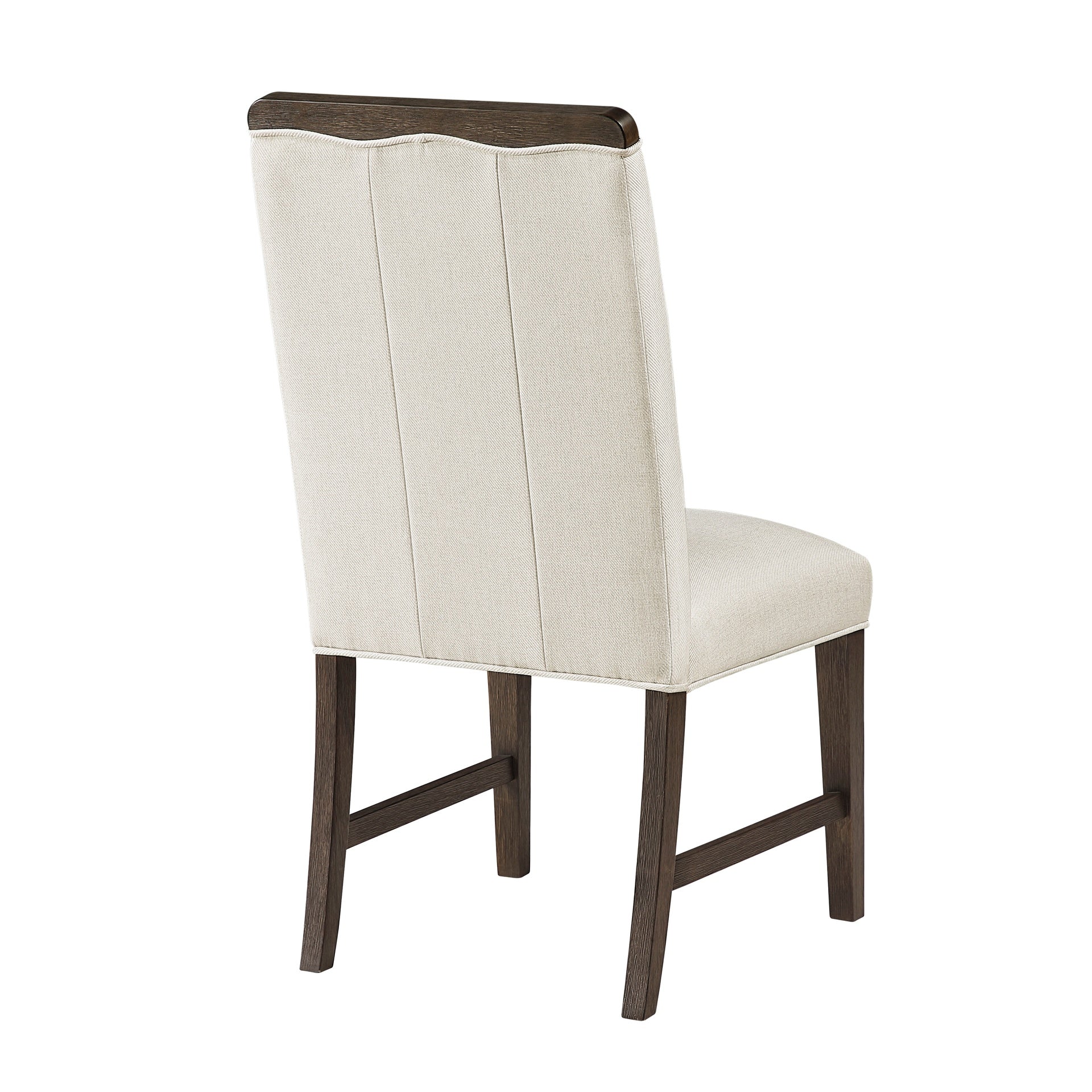 Contemporary Dining Set of 2 Side Chairs Beige Fabric Upholstery Brown Finish Wooden Furniture