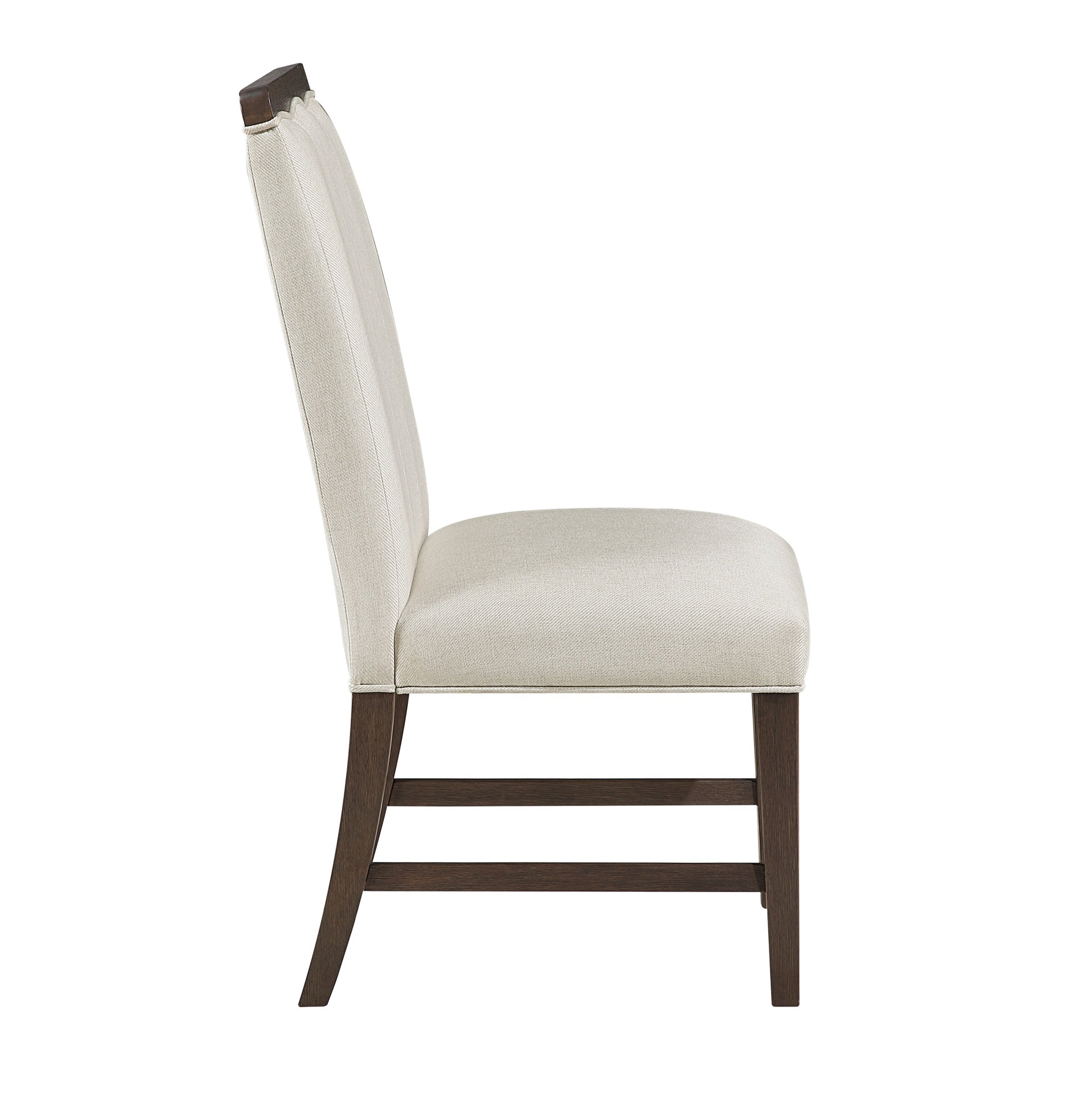 Contemporary Dining Set of 2 Side Chairs Beige Fabric Upholstery Brown Finish Wooden Furniture
