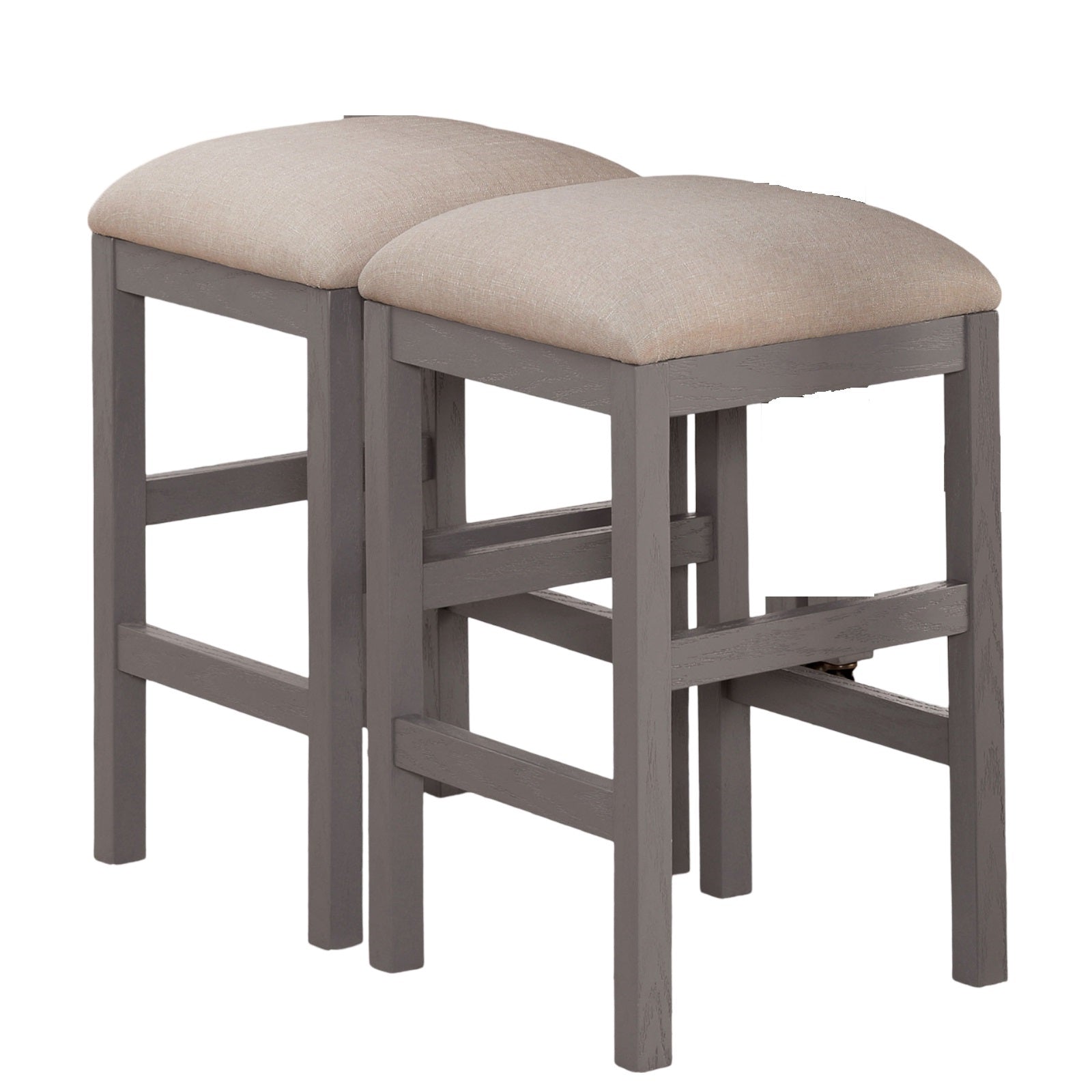 Rustic 3pc Dining Set Counter Height Dining Table w Storage drawer Faux Marble Top 2x Stools Light Gray Dining Room Furniture