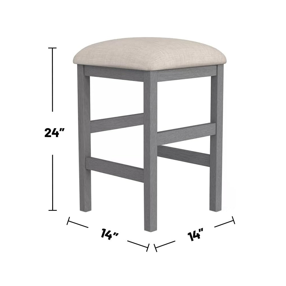 Rustic 3pc Dining Set Counter Height Dining Table w Storage drawer Faux Marble Top 2x Stools Light Gray Dining Room Furniture