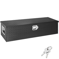 Heavy Duty Aluminum Truck Bed Tool Box, Diamond Plate Tool Box with Side Handle and Lock Keys, Storage Tool Box Chest Box Organizer for Pickup, Truck Bed, RV, Trailer, 39"x13"x10", Black