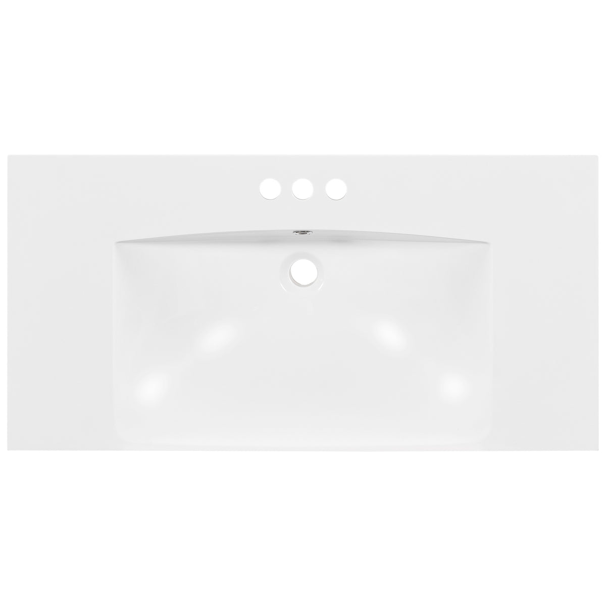 [Sink Only] 36x18" Rectangular 3 Hole Bathroom Resin Sink, Vanity Top Sink Only, Fits 4" Center Faucet, White (Faucet and cabinet not included)