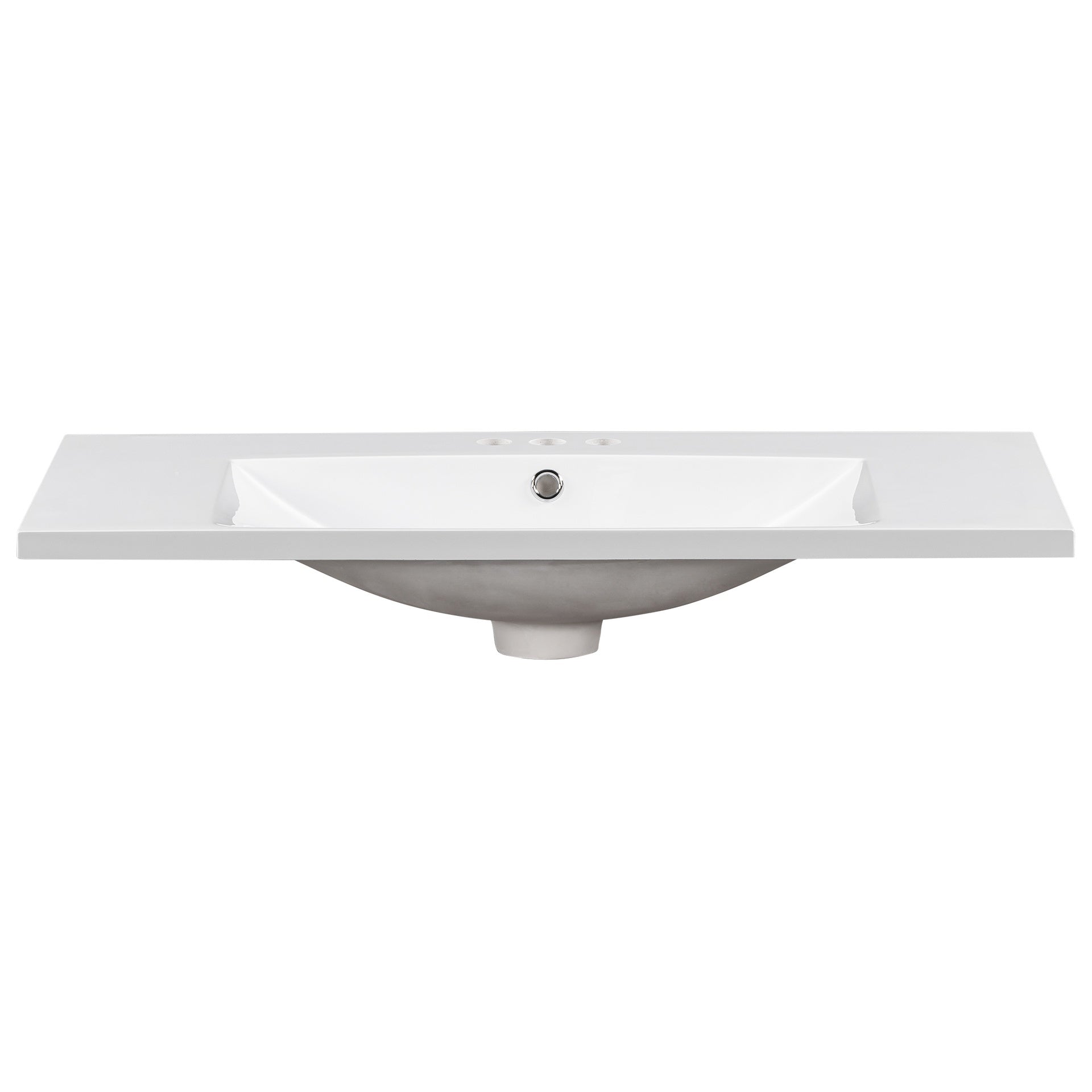 [Sink Only] 36x18" Rectangular 3 Hole Bathroom Resin Sink, Vanity Top Sink Only, Fits 4" Center Faucet, White (Faucet and cabinet not included)