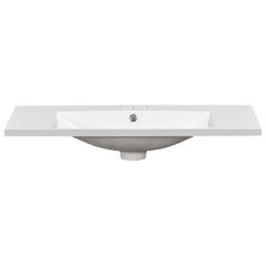 [Sink Only] 36x18" Rectangular 3 Hole Bathroom Resin Sink, Vanity Top Sink Only, Fits 4" Center Faucet, White (Faucet and cabinet not included)