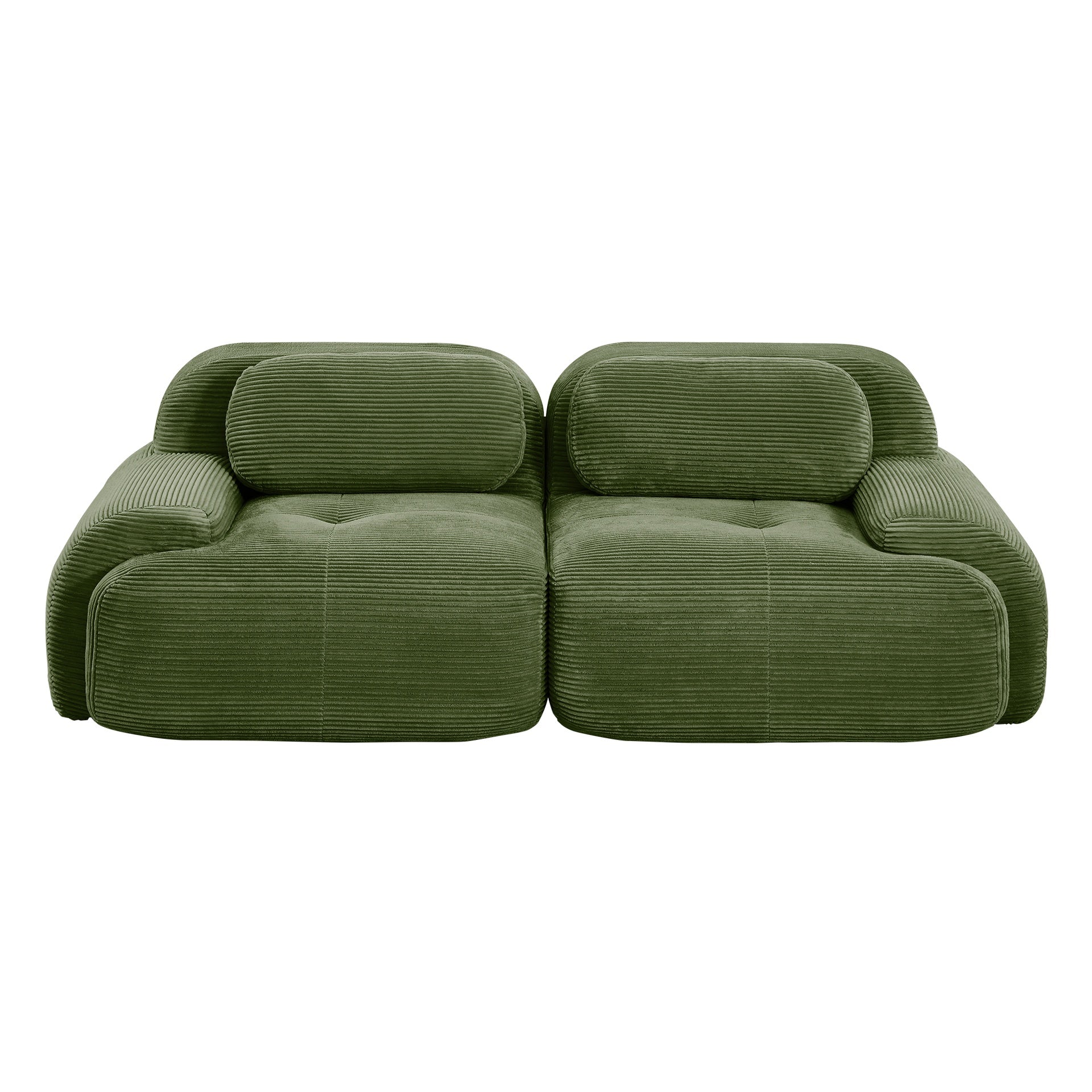 82'' loveseat sofa in luxuryCorduroy Fabric modular for free combo separation curved armrests ,anti-slip design high-resilience sponge fits living rooms bedrooms Audiovisual Room,Olive green