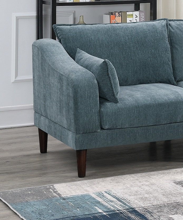 Gorgeous Mineral Color LAF / RAF One Arm Chair Morgan Fabric 1pc Chair Pillow Soft Cushion Wood Legs Living Room Furniture
