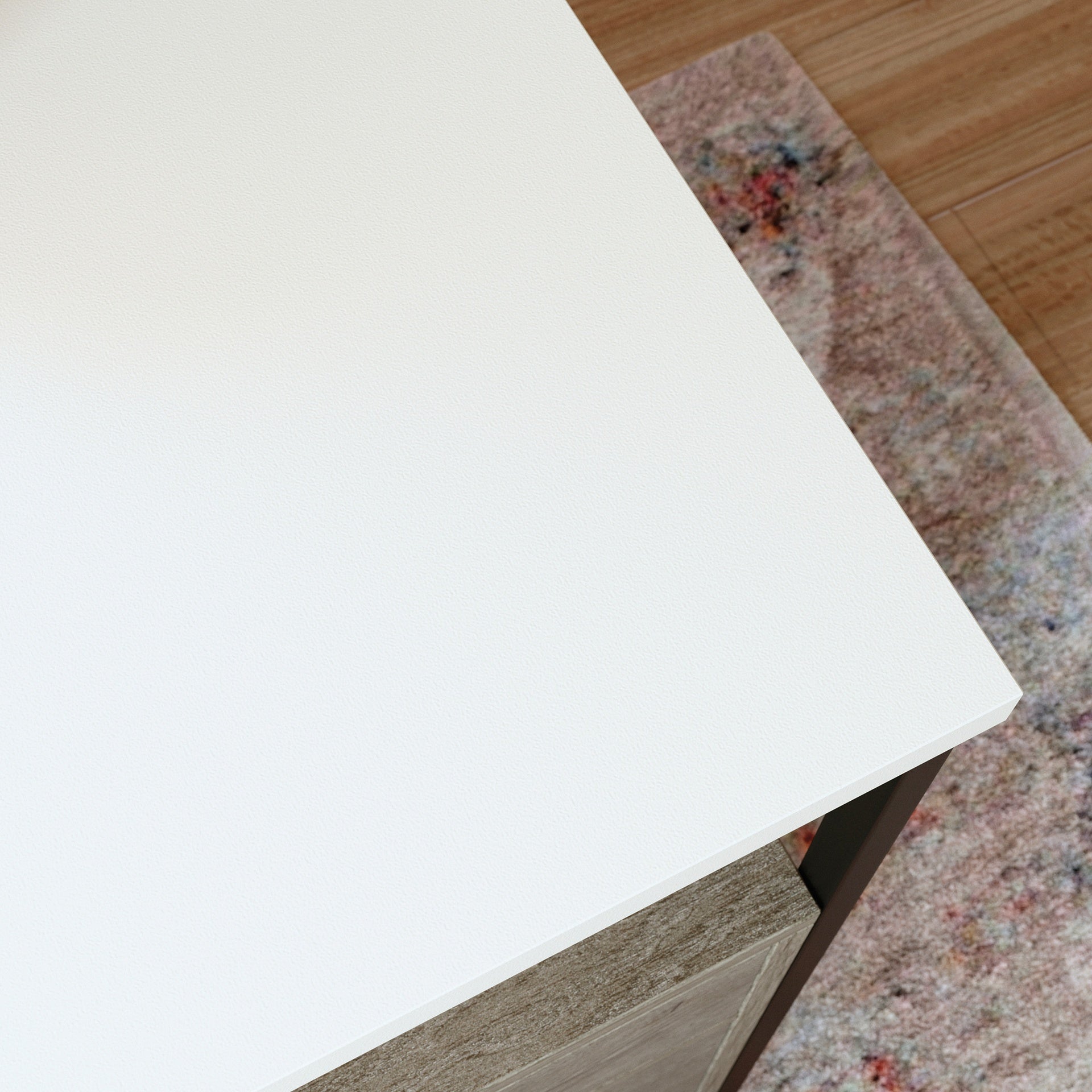 L-Shaped Desk with Minimalist Design, Brown finish