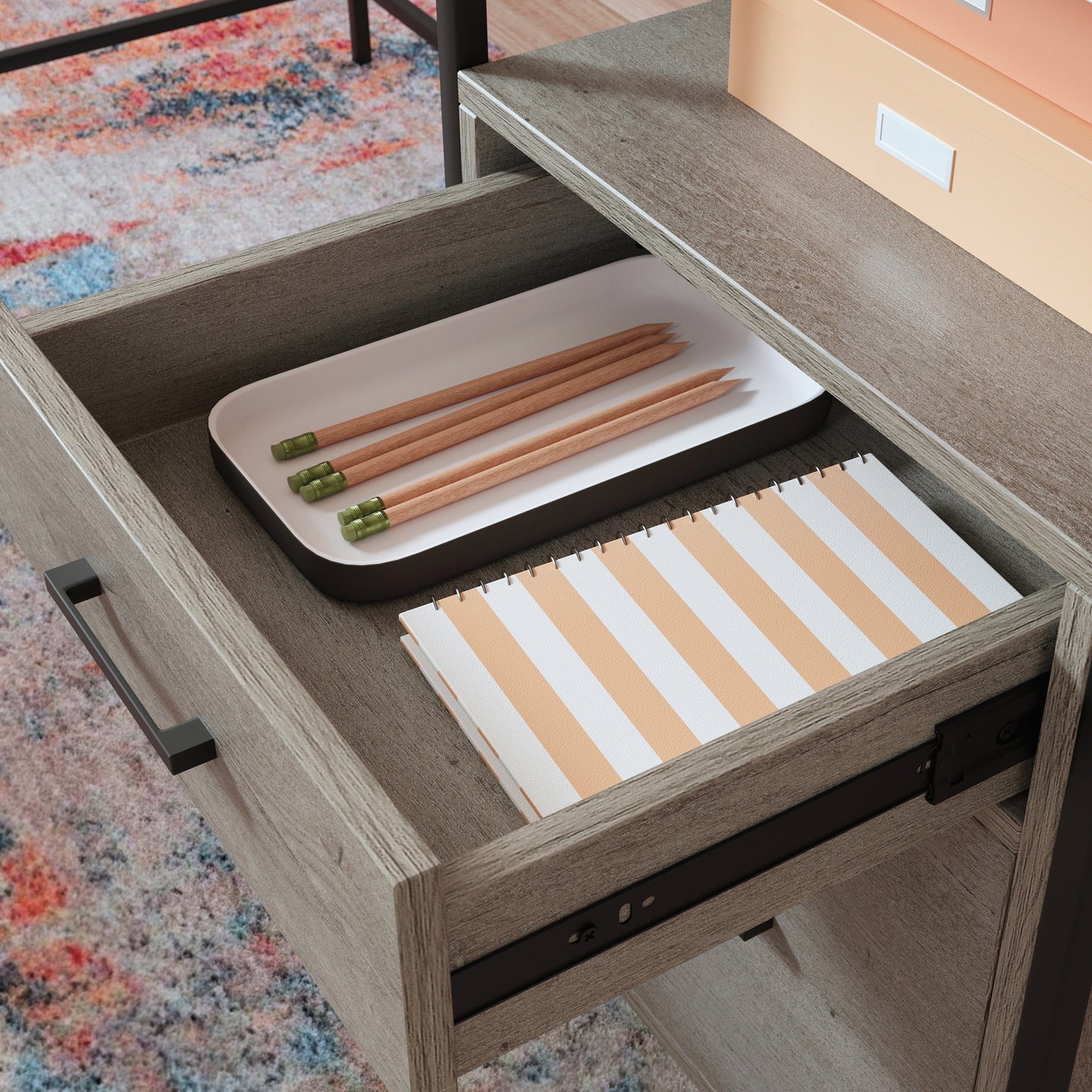 L-Shaped Desk with Minimalist Design, Brown finish