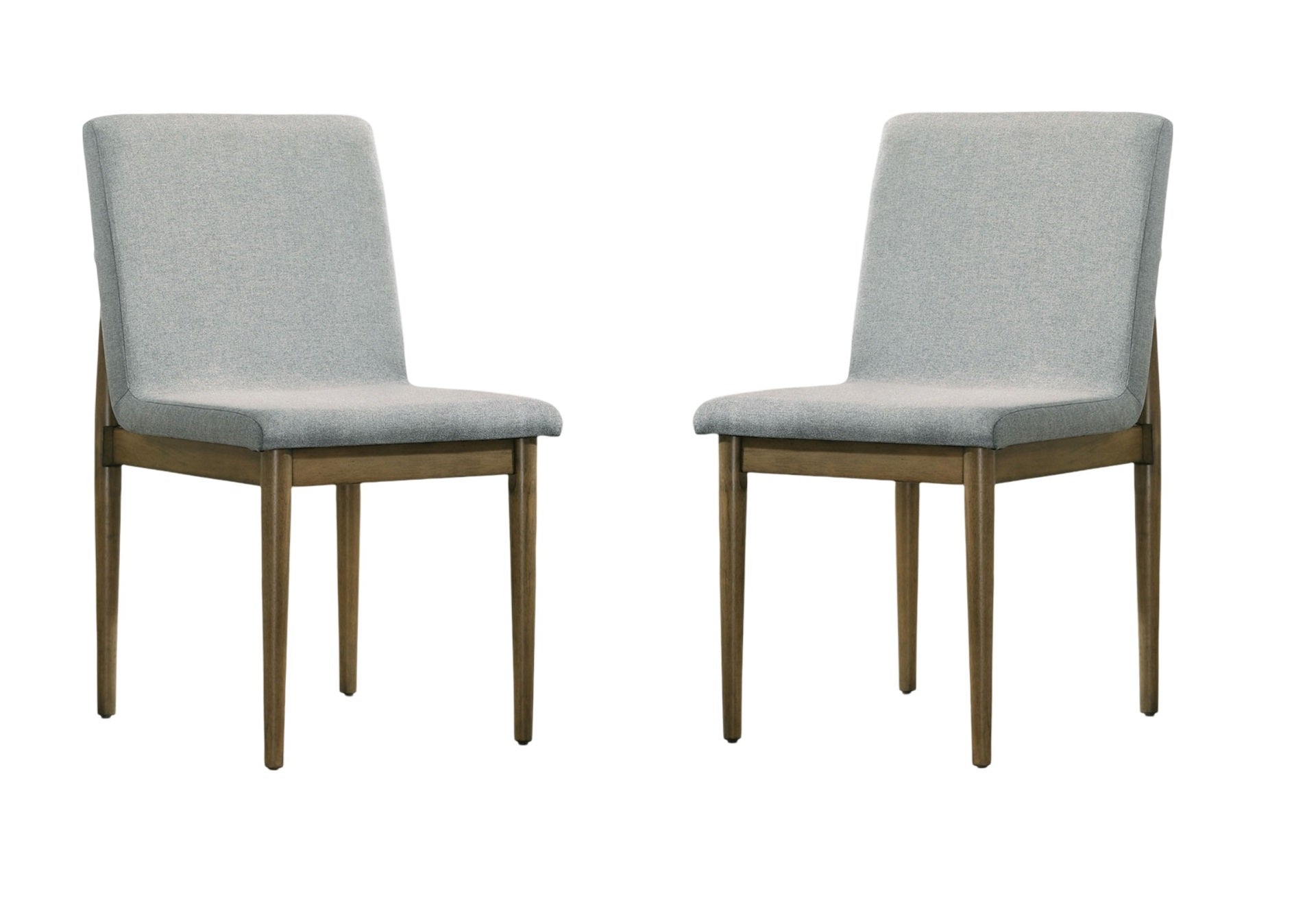 Natural Tone Frame Light Gray Fabric Set of 2pc Side Chairs Dining Room Furniture Chair Upholstered Seat