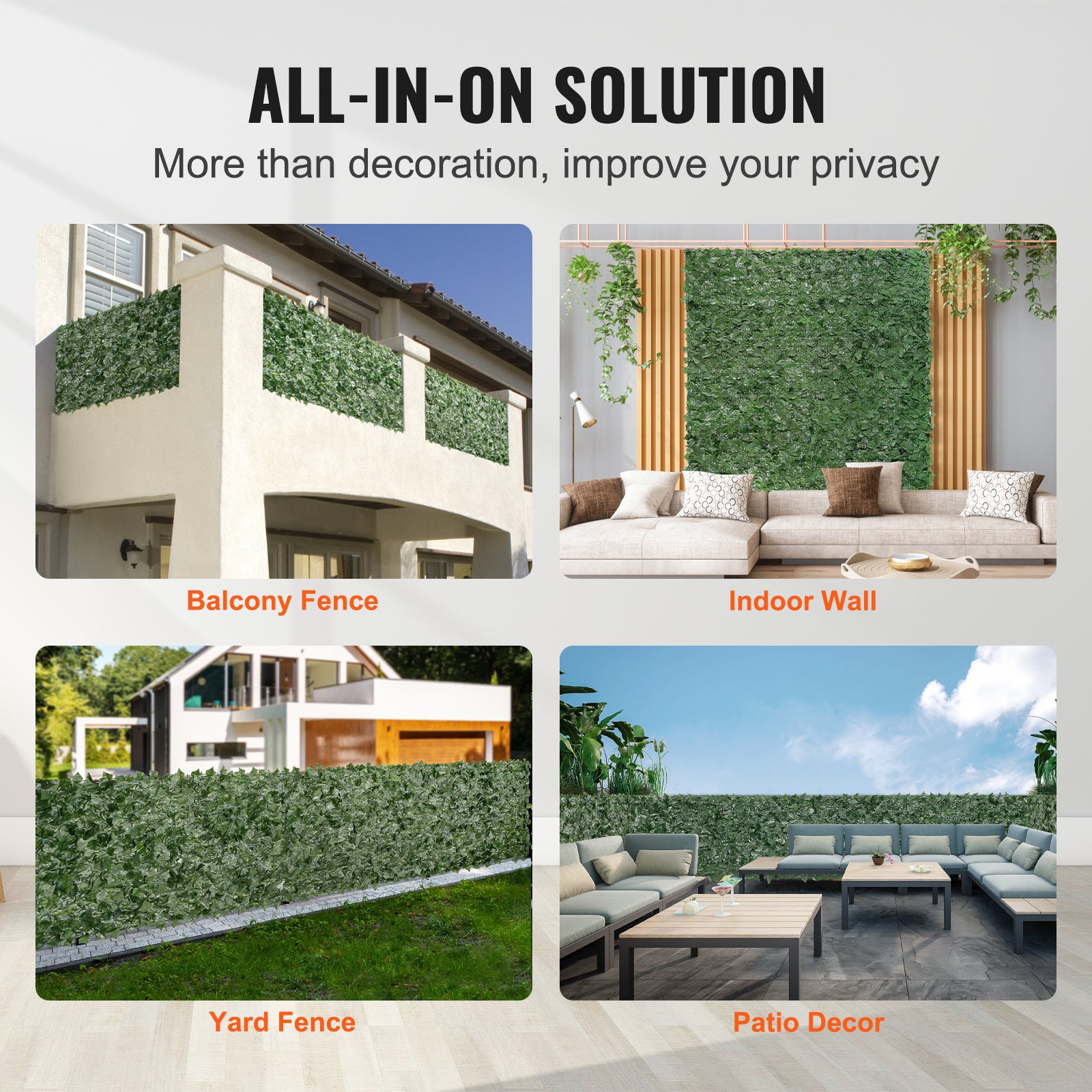 39"x198" Artificial Faux Ivy Leaf Privacy Fence Screen with Mesh Cloth Backing