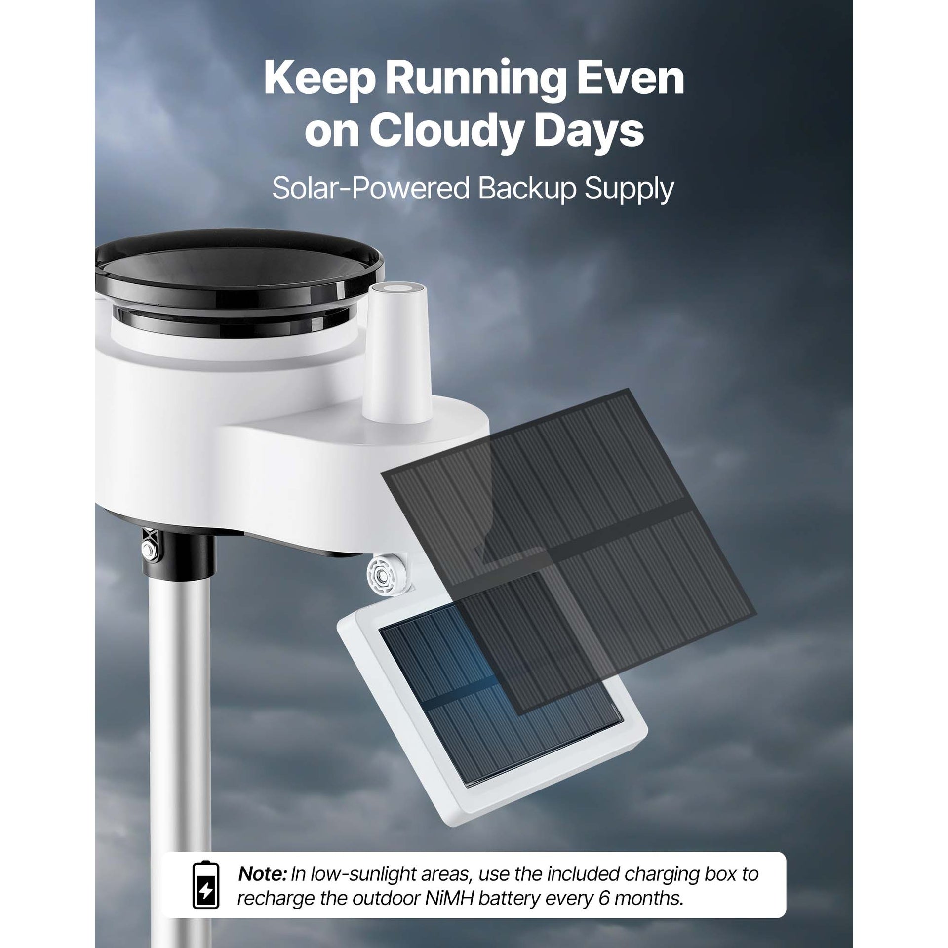 7-in-1 Wi-Fi Weather Station with APP, 7.5-Inch VA Display, Wireless Solar Powered Outdoor Sensor, Rain Gauge, Indoor Outdoor for Weather Forecast, Wind Speed, Temperature, Humidity, Rainfall