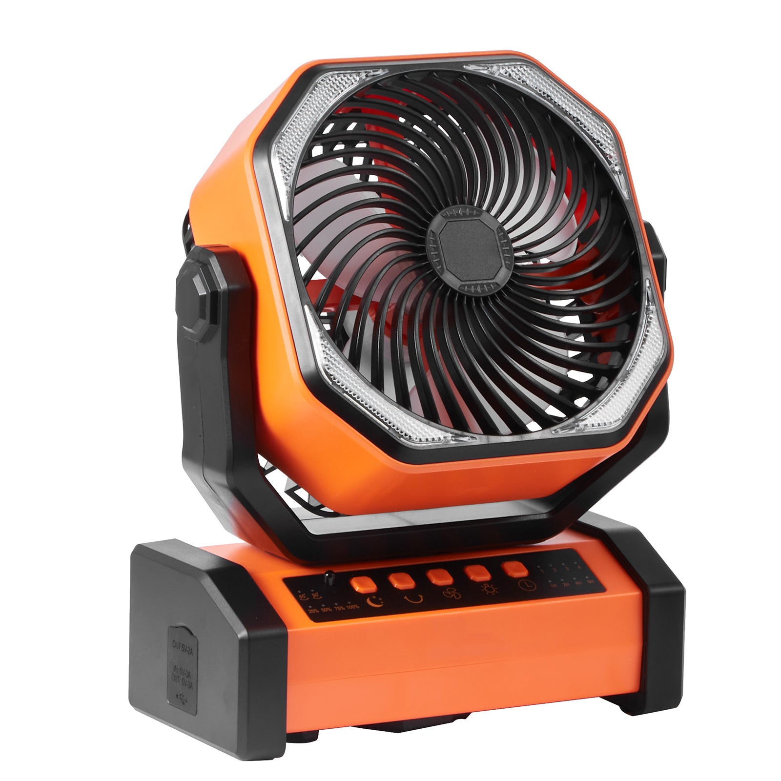 Portable Fan Rechargeable 9 inch, Battery Powered Fan with LED Lantern, 4 Speeds Adjustable & 45°/90°Automatic Swivel & Timer , USB Battery Operated Fans for Travel Bedroom Home Camping Office