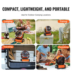 Portable Fan Rechargeable 9 inch, Battery Powered Fan with LED Lantern, 4 Speeds Adjustable & 45°/90°Automatic Swivel & Timer , USB Battery Operated Fans for Travel Bedroom Home Camping Office