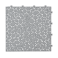 12 x 12 Inch Gray Interlocking Deck Tiles Plastic Waterproof Outdoor All Weather Anti-slip Bathroom Shower Balcony Porch Strong Weight Capacity Upto 440 LBS, Pebble Stone Pattern Pack of 60