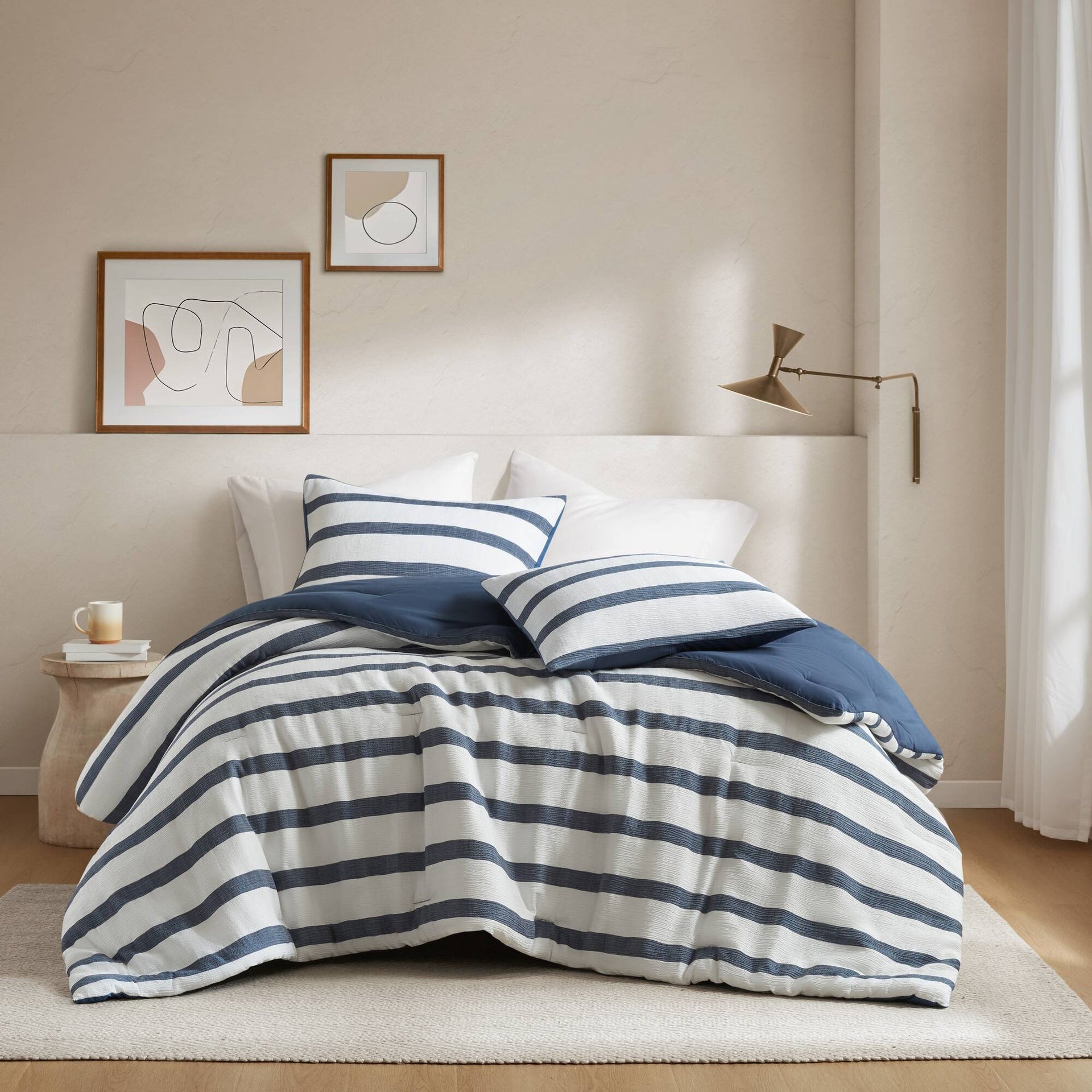 3-Piece King/Cal King Yarn-dyed striped comforter