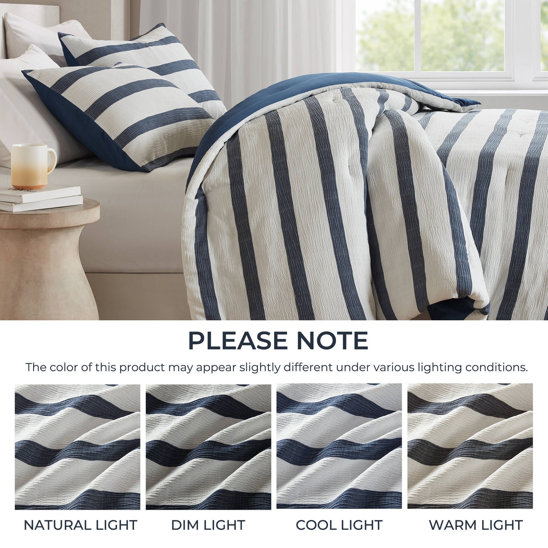 3-Piece King/Cal King Yarn-dyed striped comforter