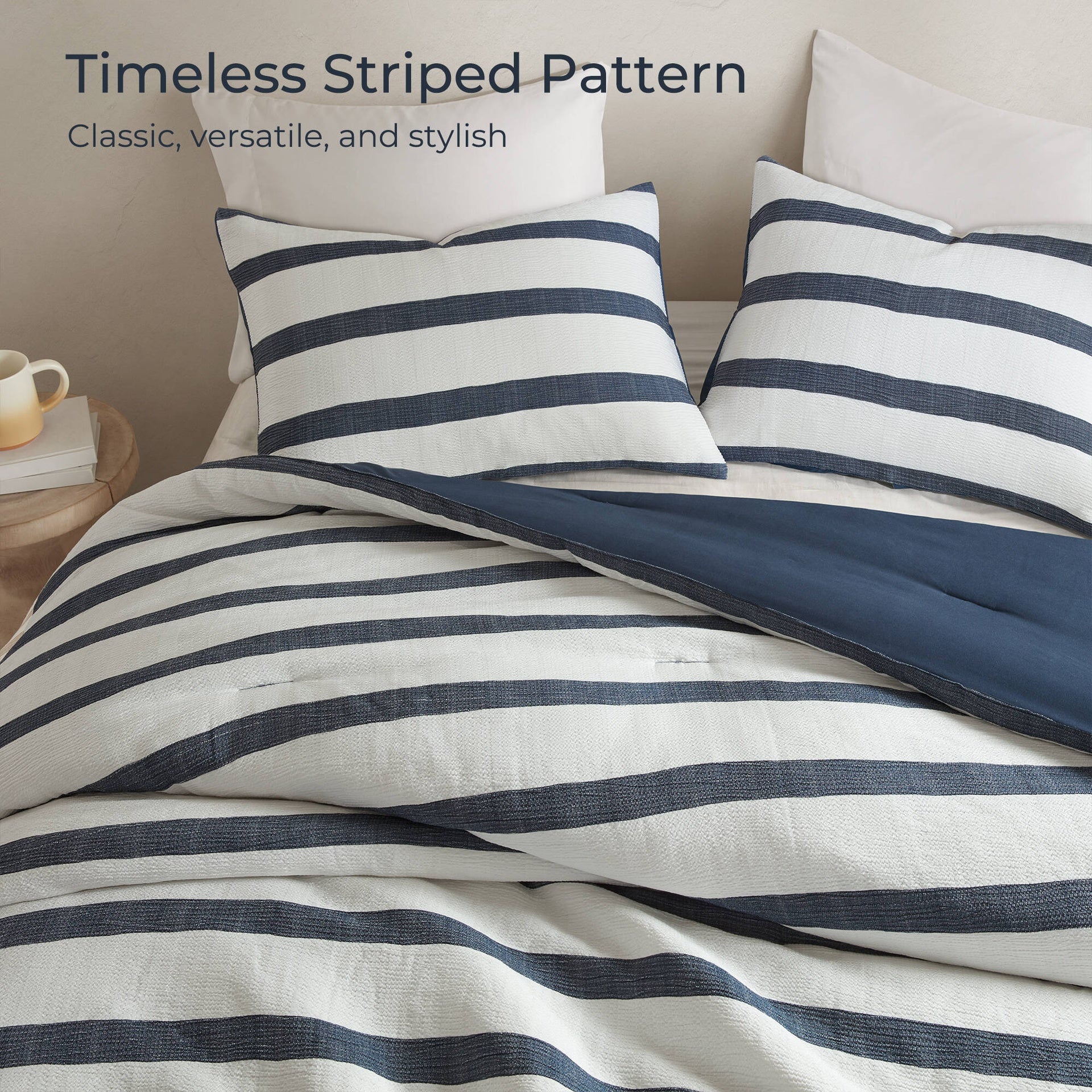 3-Piece King/Cal King Yarn-dyed striped comforter