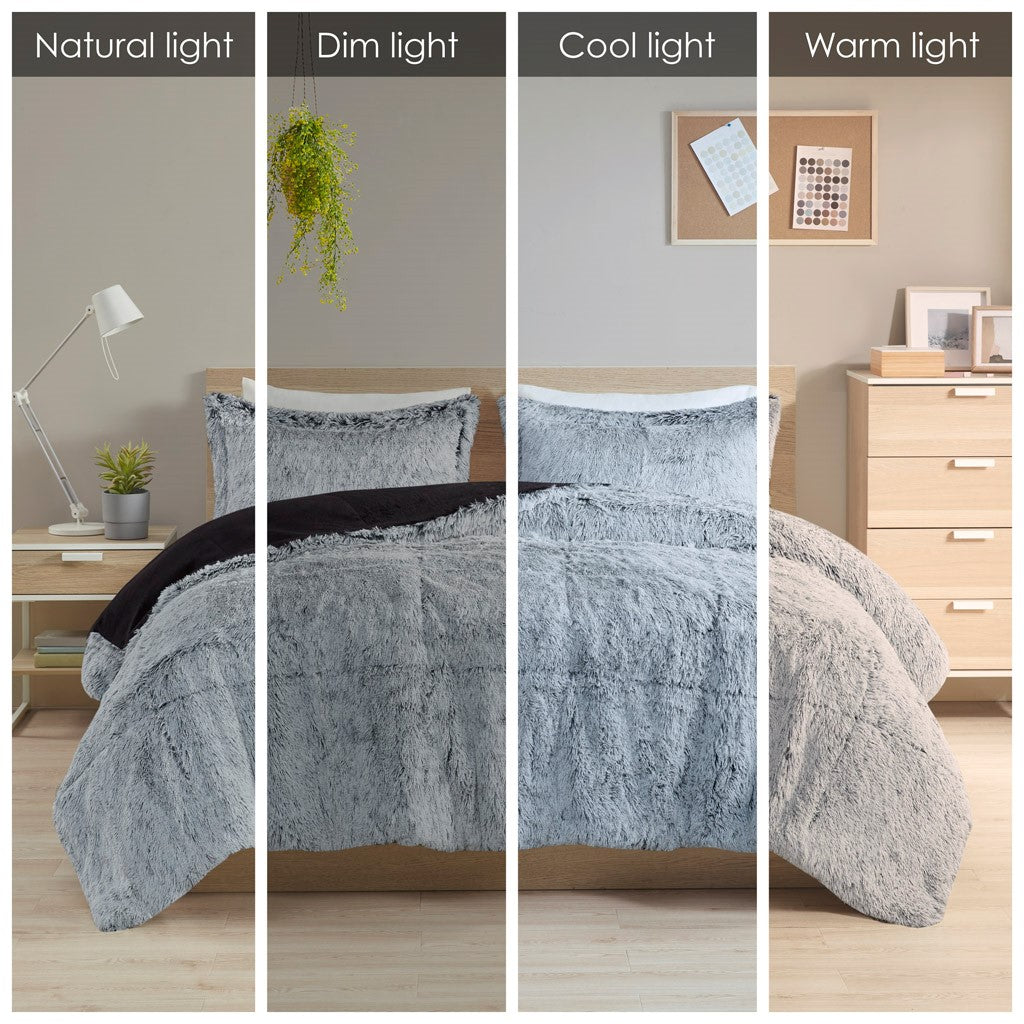 Full/Queen Shaggy Long Fur Comforter Mini Set