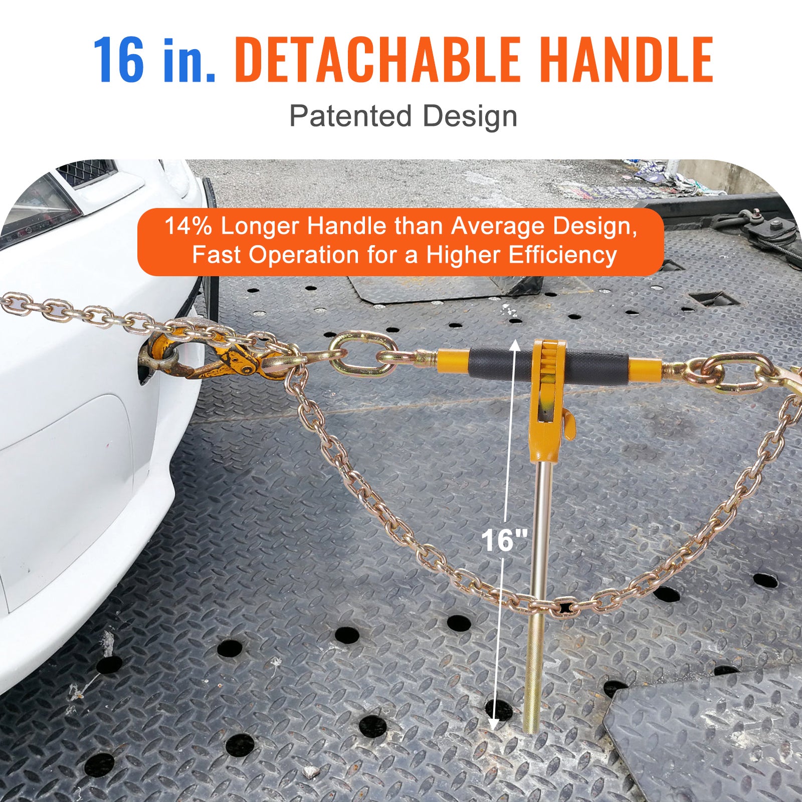 Ratchet Chain Binder, 3/8"-1/2" Heavy Duty Load Binders, with G80 Hooks 12000 lbs Secure Load Limit, Labor-saving Anti-skid Handle, Tie Down Hauling Chain Binders for Flatbed Truck Trailer, 4 Pc