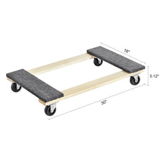 Furniture Dolly, 1000 lbs Load Capacity, 18" x 30", 4 x 3" PP Swivel Casters, Heavy Duty Hardwood Furniture Moving Dolly, Mover's Dolly, Moving Cart with Wheels for Heavy Furniture Home Cleaning