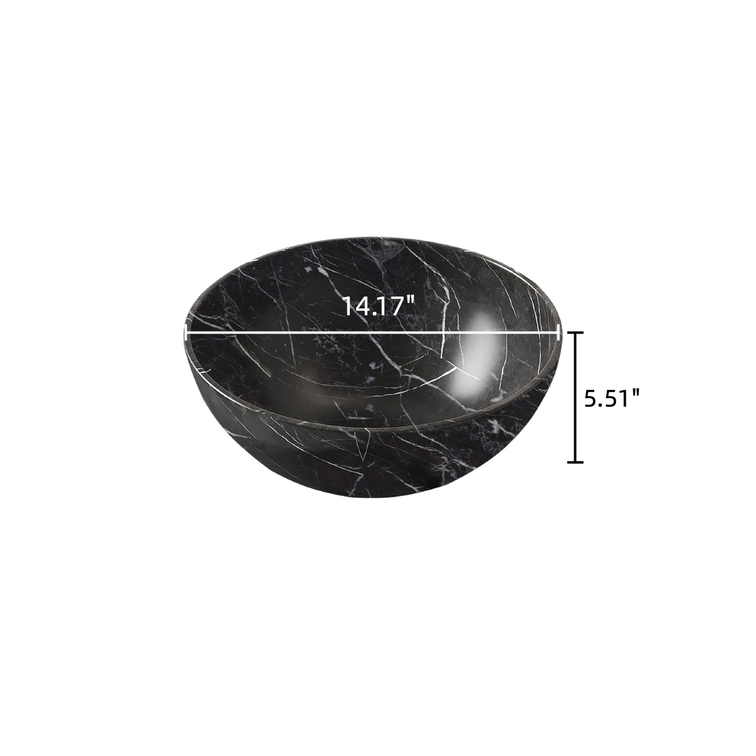 14'' Bathroom Bowl Ceramic Sink with Stone Pattern, No Faucet, Matte Black
