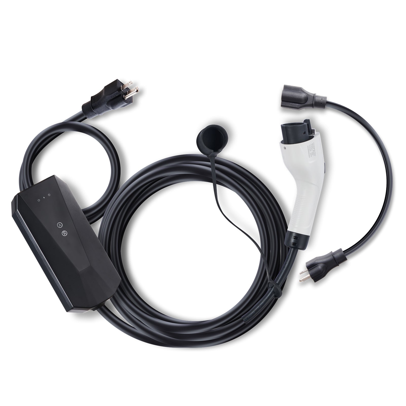 Level 1+2 Portable EV Charger, 16 Amp 120V or 240V, Electric Vehicle Charger with 28-Foot Charging Cable NEMA 6-20P Plug NEMA 5-15 Adapter, Plug-in Home EV Charging Station for SAE J1772 EVs