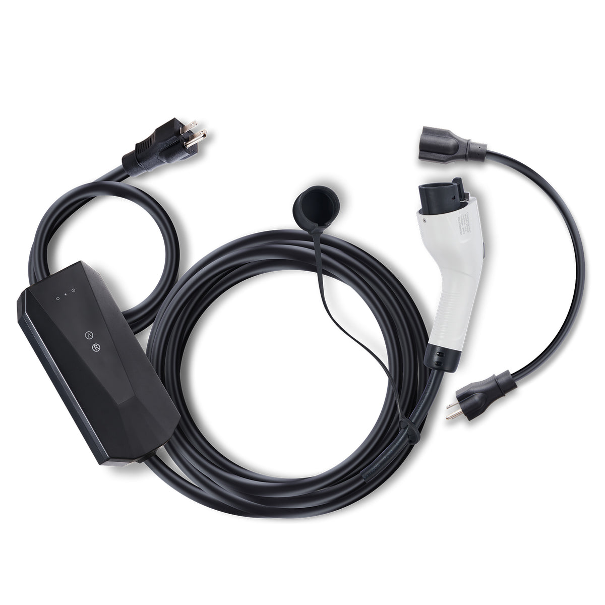 Level 1+2 Portable EV Charger, 16 Amp 120V or 240V, Electric Vehicle Charger with 28-Foot Charging Cable NEMA 6-20P Plug NEMA 5-15 Adapter, Plug-in Home EV Charging Station for SAE J1772 EVs