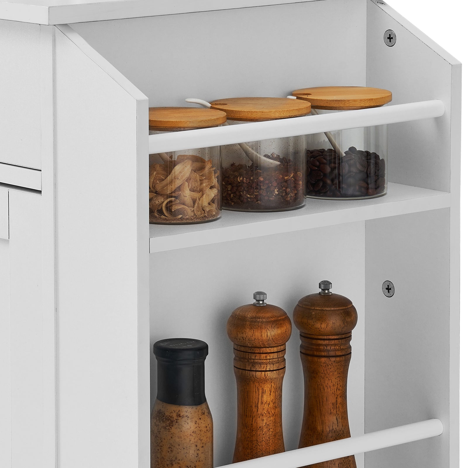 Kitchen Island Cart Rolling Storage Cabinet on Wheel with Charging Station