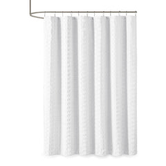 Woven Clipped Solid Shower Curtain