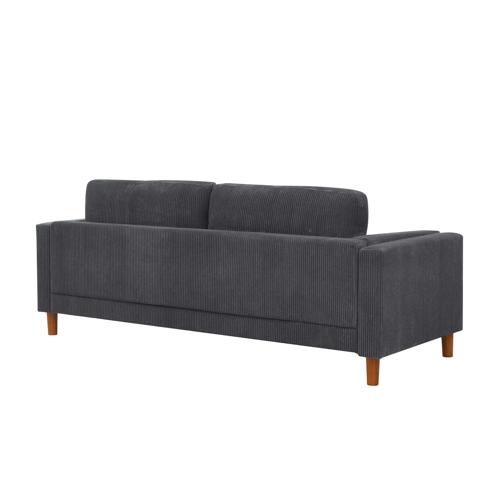 Corduroy Upholstered Square Arm Sofa with Wooden Legs
