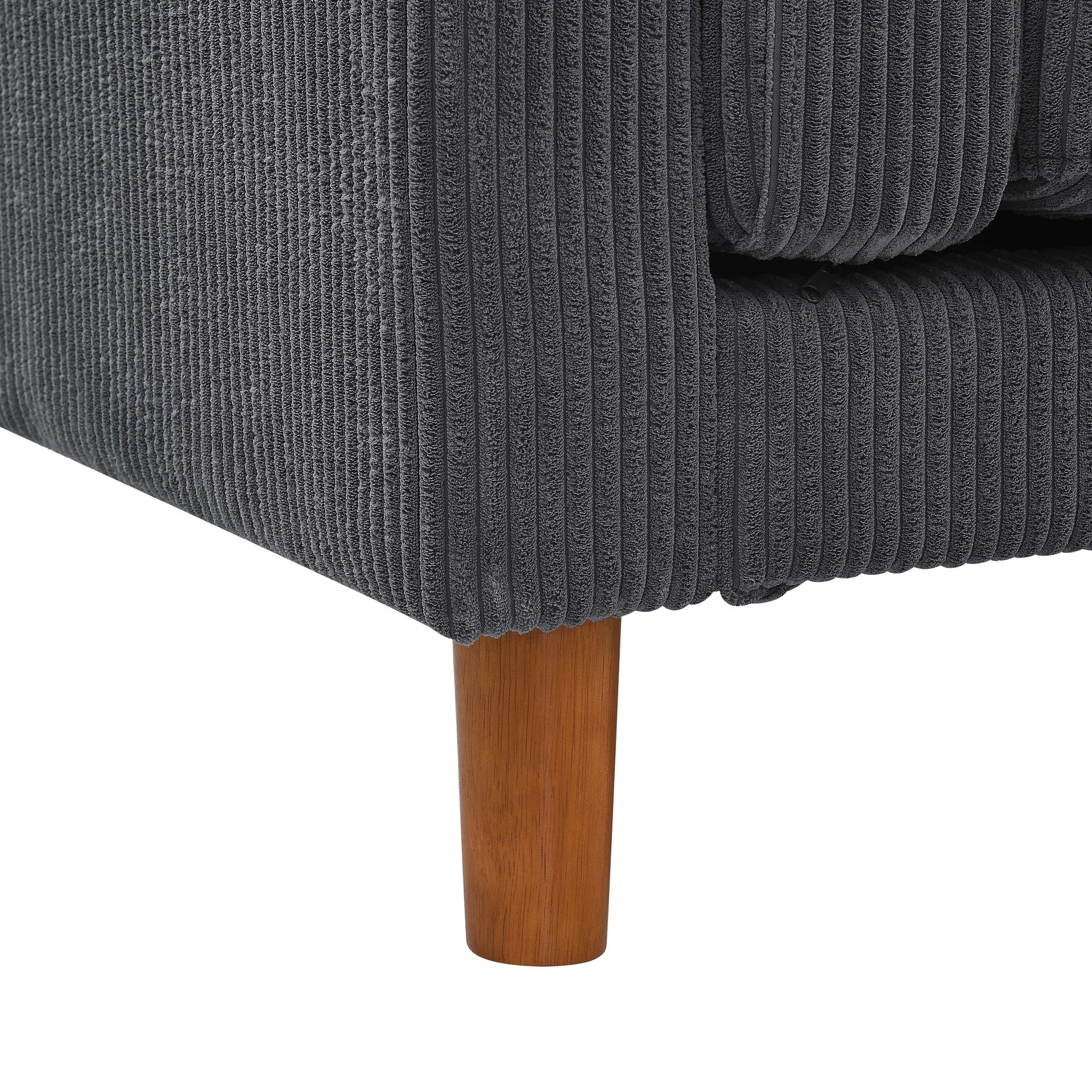 Corduroy Upholstered Square Arm Sofa with Wooden Legs