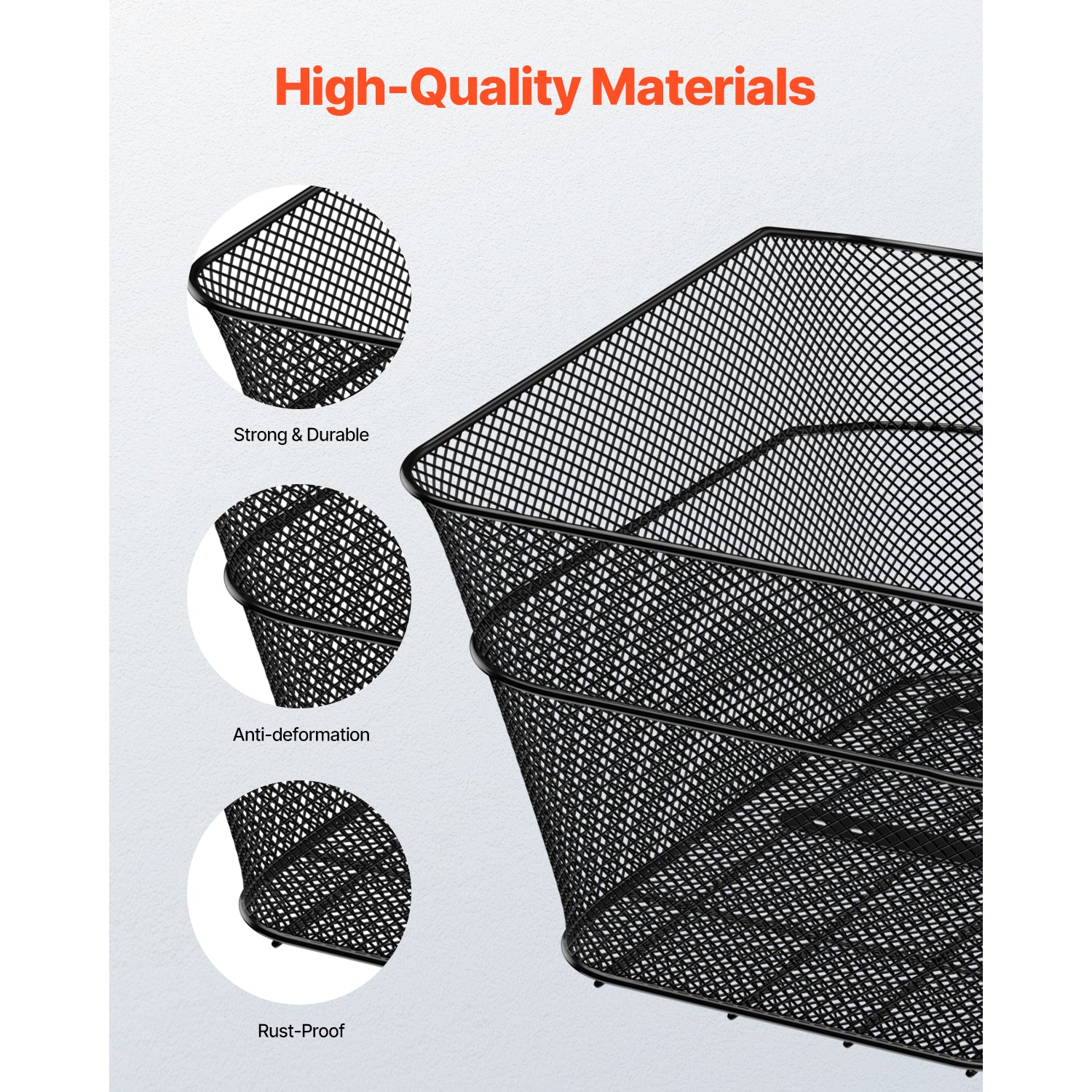 Rear Bike Basket Wire Mesh Bicycle Basket with Cargo Net Waterproof Cover