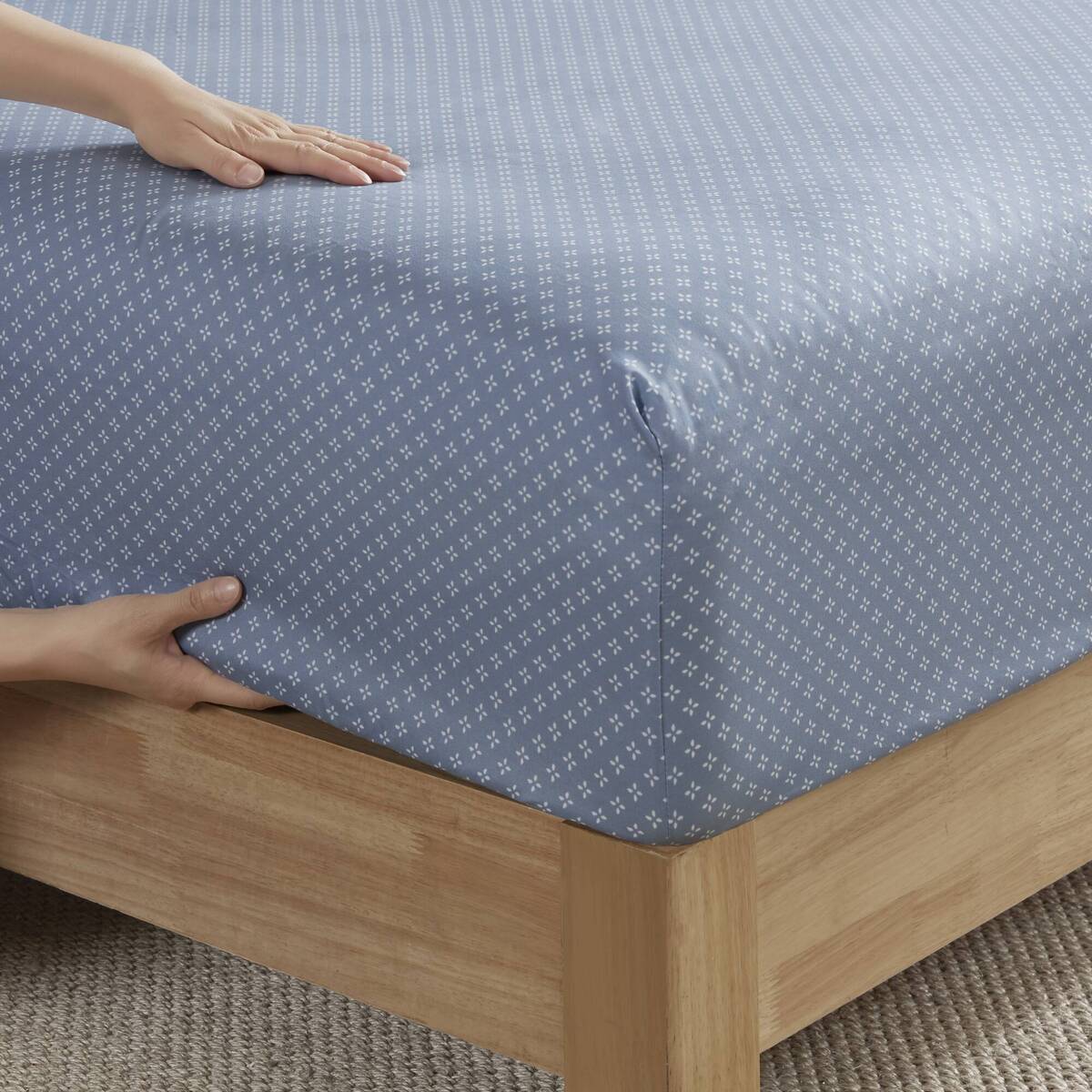 Floral Comforter Set with Bed Sheets Blue Queen