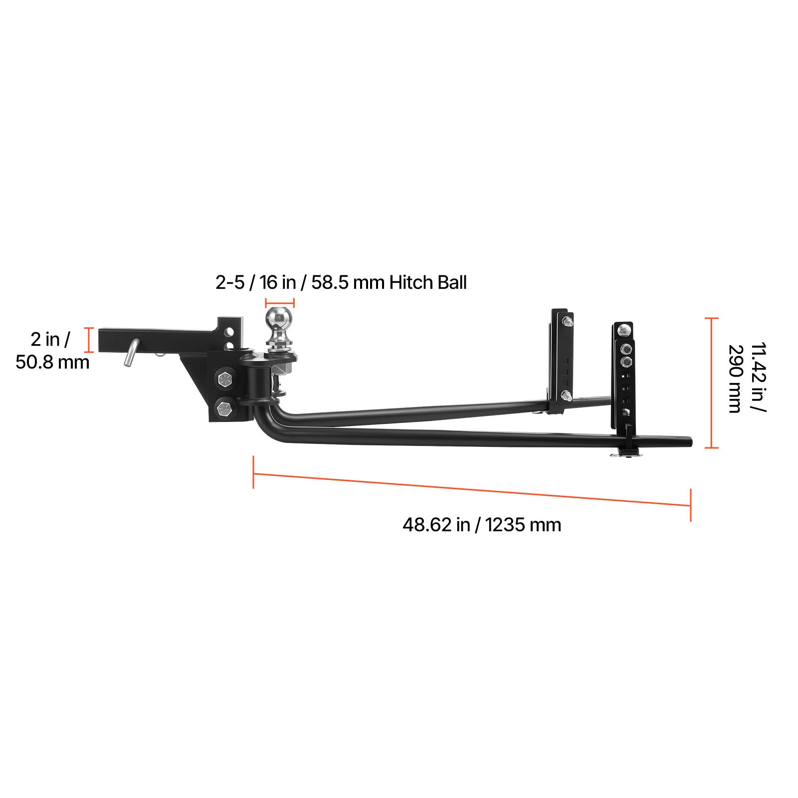 Weight Distribution Hitch, 14000 lbs Max Towing & 1400 lbs Max Tongue, Weight Distributing Hitches Kit with Sway Control Includes 2 in Shank & 2-5/16 in Ball, Load Leveling Hitch for Trailers