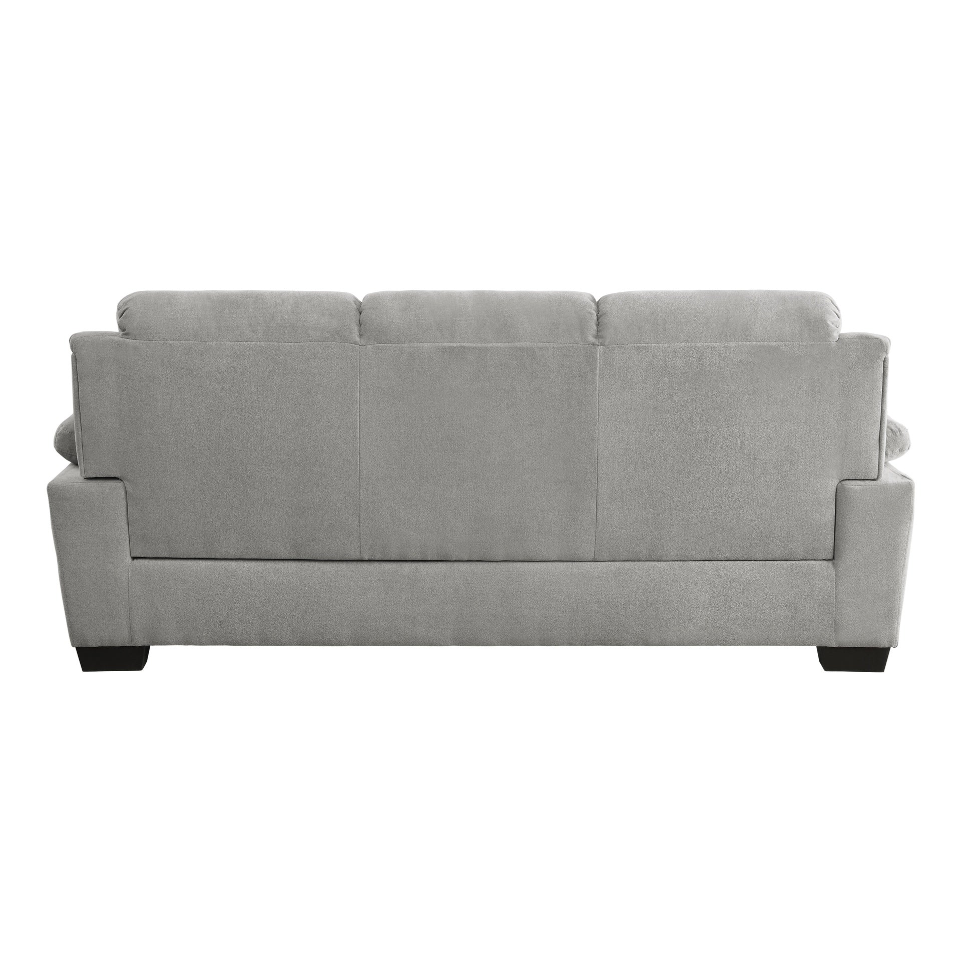 Plush Seating Comfortable Sofa 1pc Gray Textured Fabric Channel Tufting Solid Wood Frame Modern Living Room Furniture